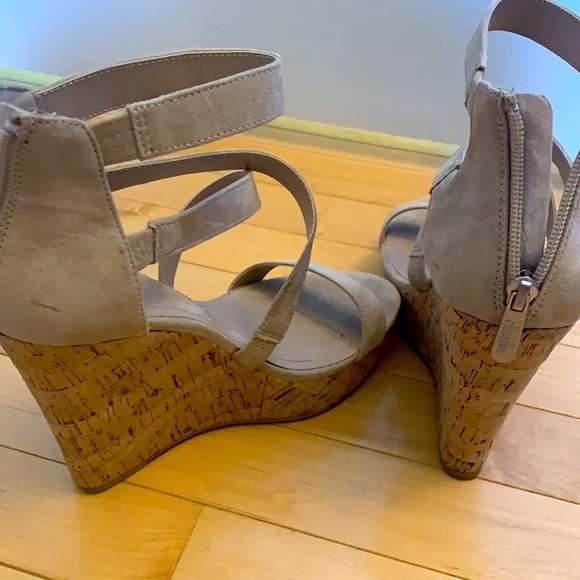 Nude Strapy Cork Wedges - Picture 3 of 5